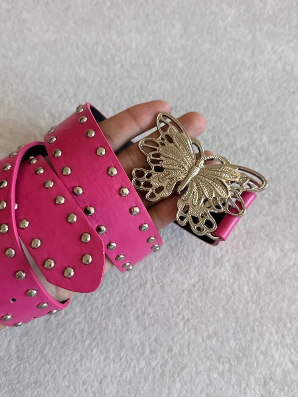 Hot Pink Studded Butterfly Belt